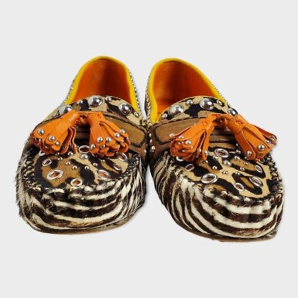 Sam Edelman Aurora Leather Zebra Animal Print Cow Hair Tassel Loafers Sz 7.5M - Picture 6 of 12